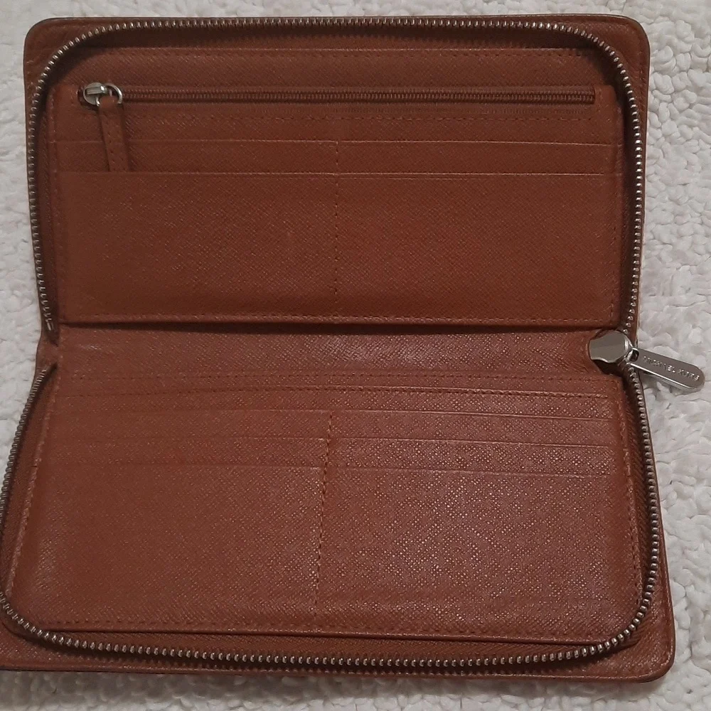 Michael Kors Brown Leather Wallet with Silver Accent